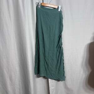 Sage Green Ruched Mini / Maxi Skirt Boho‎ Minimalist Indie XS Sheer Bottom